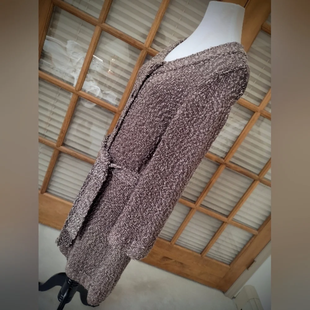 EUC Nordstrom Classiques Entier Belted Cardigan Duster, Heathered Brown, Large - Picture 6 of 12